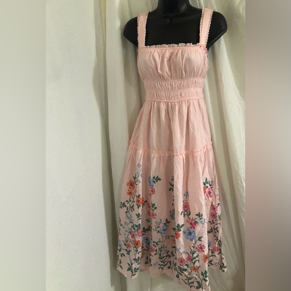 Trixxi floral hem smocked bodice bow strap garden dress size medium brand new - Picture 2 of 16